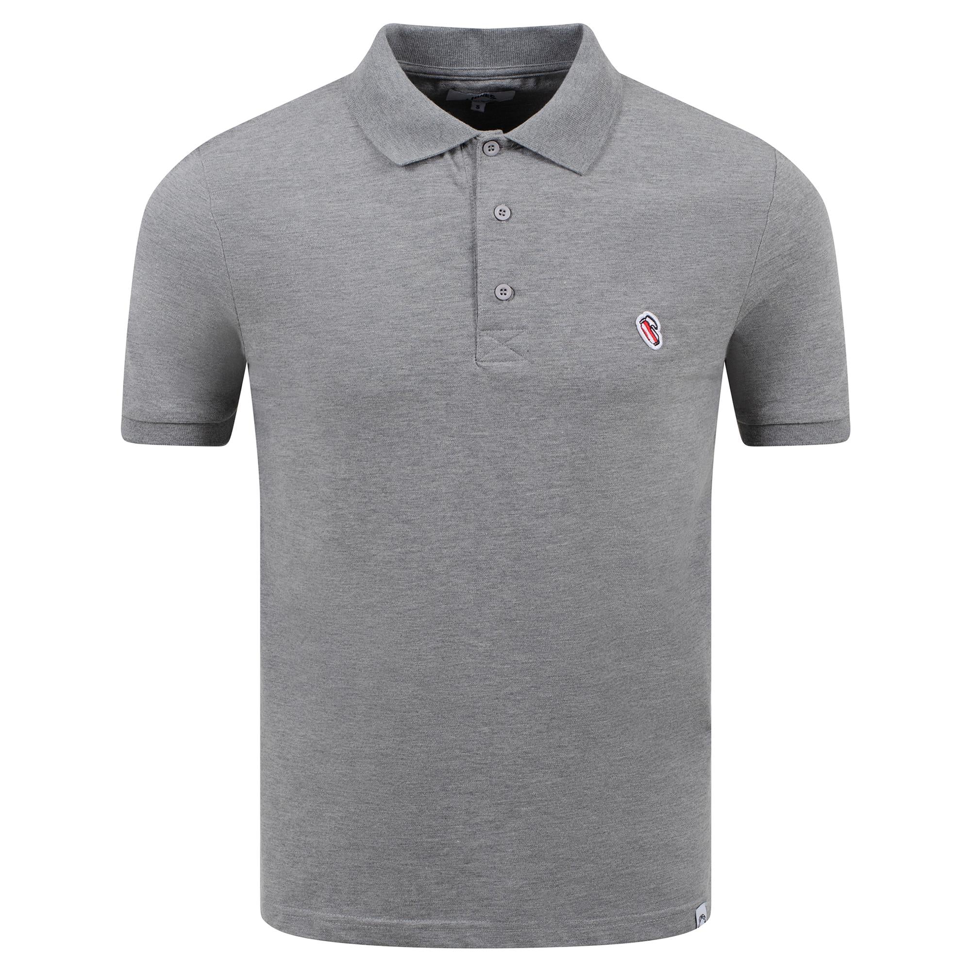 Jones Original Red Golf Bag Badge Mens Polo Shirt Grey